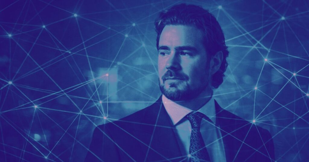 Relações políticas de Daniel Vorcaro em composição visual sobre rede institucional e conexões de poder