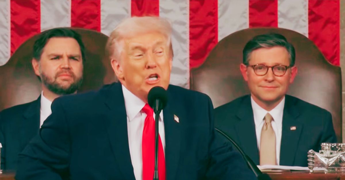 discurso de Trump no Congresso em 24 de fevereiro destacando recordes históricos