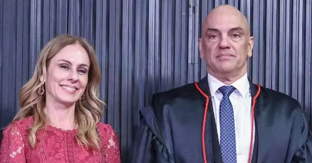 Alexandre de Moraes ao lado da esposa em imagem relacionada aos Dados da esposa de Moraes investigados pela PF