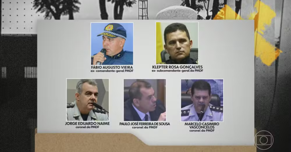 coronéis da PMDF condenados pelo STF por omissão nos atos de 8 de janeiro — Foto: Jornal Nacional/ Reprodução