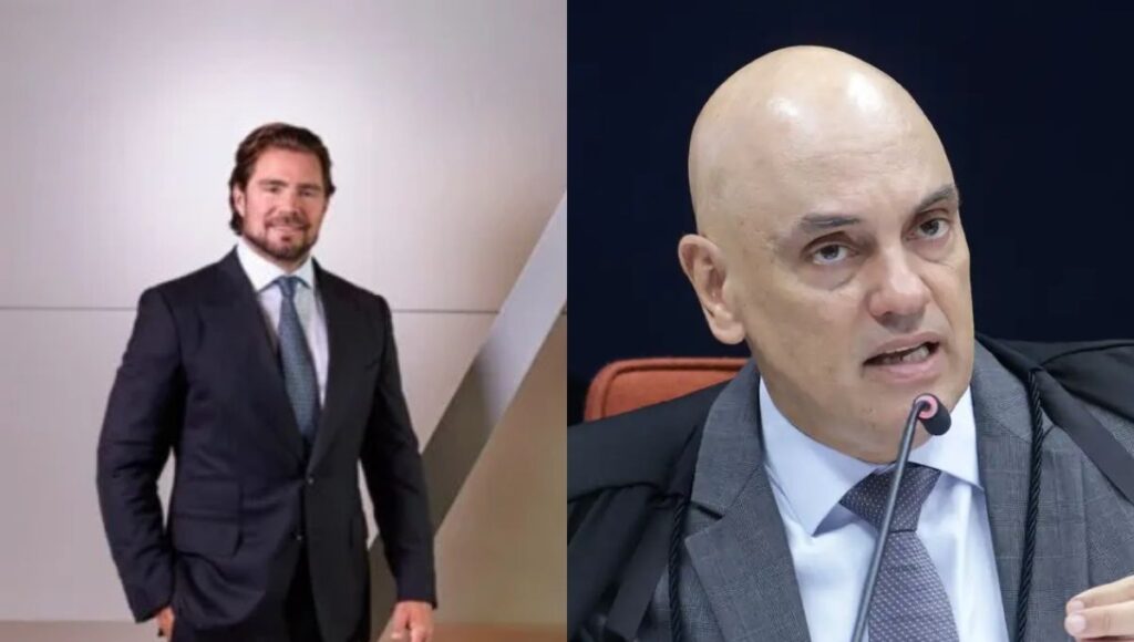 Daniel Vorcaro e Alexandre de Moraes em imagem usada na investigação sobre mensagens analisadas pela Polícia Federal