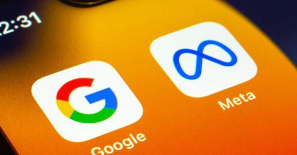 Ícones do Google e da Meta em smartphone após condenação por redes sociais - Foto: Reprodução/Redes Sociais
