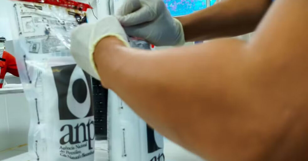 Técnicos da ANP analisam amostra de líquido encontrado em poço com suspeita de petróleo no Ceará - Foto: divulgação ANP