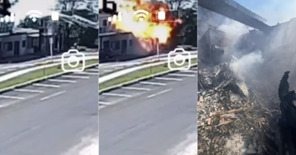 Avião cai e explode após decolagem em Capão da Canoa no RS - Foto: Reprodução/Redes Sociais