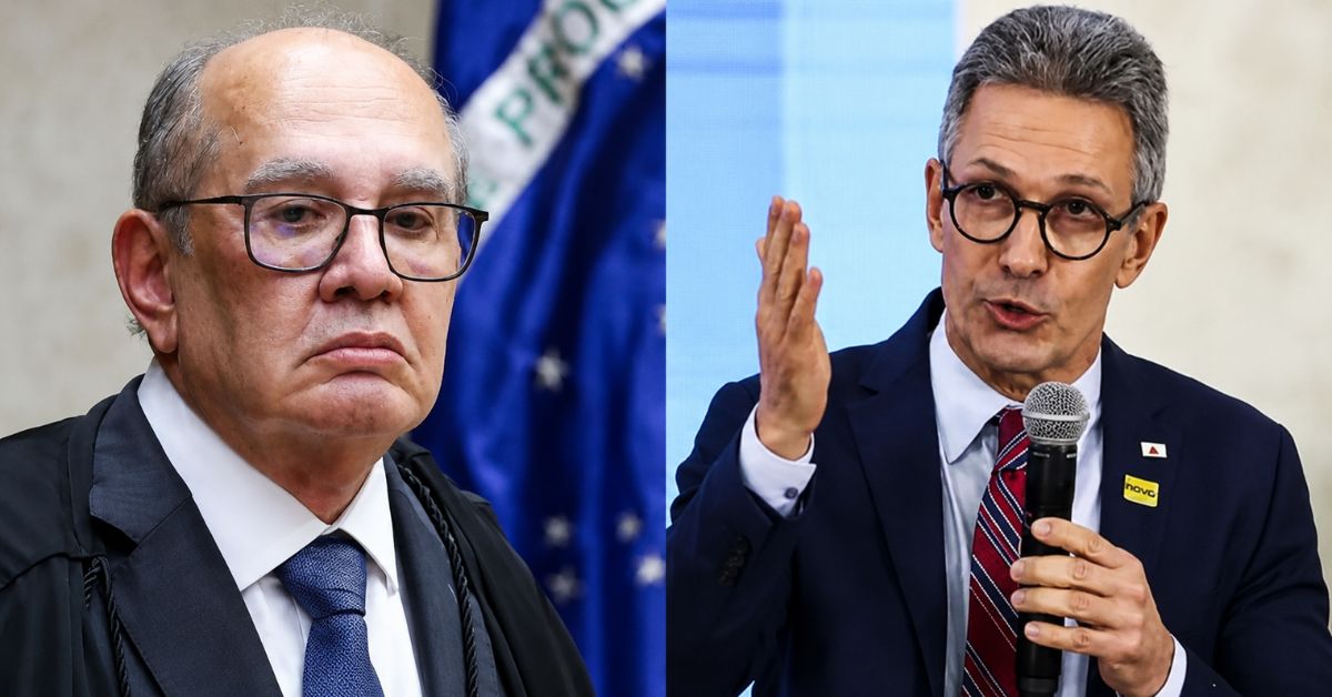 Gilmar Mendes e Romeu Zema em montagem sobre denúncia da PGR enviada ao STJ após vídeo satírico com fantoches