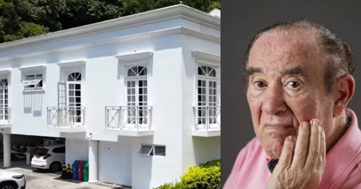 Mansão de Renato Aragão no Recreio dos Bandeirantes e foto do humorista em meio a ação judicial por dívida de IPTU