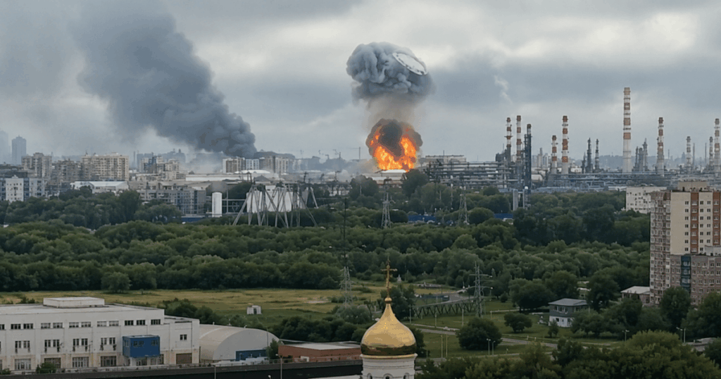 Ataque de drones da Ucrânia provoca explosão em instalação industrial na Rússia durante ofensiva que levou a Crimeia a decretar estado de emergência.