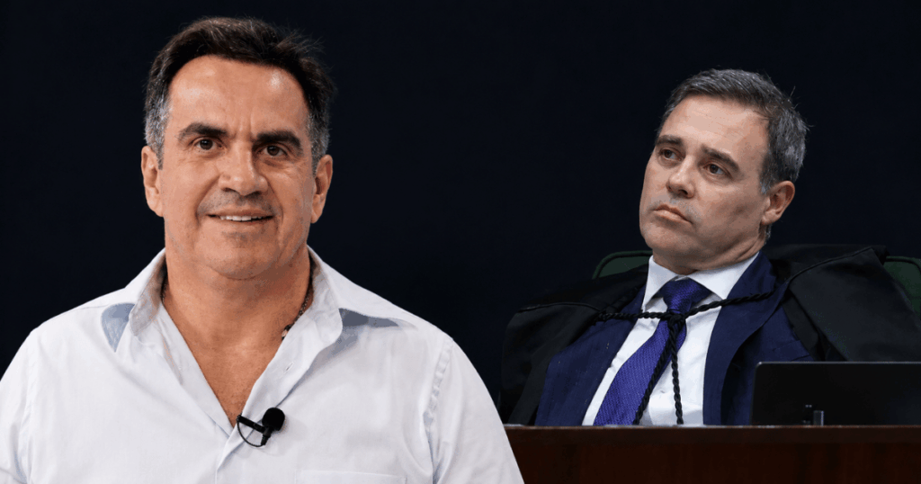 Montagem mostra o senador Ciro Nogueira e o ministro André Mendonça após a divulgação de documentos da Operação Compliance Zero relacionados à investigação do Banco Master.