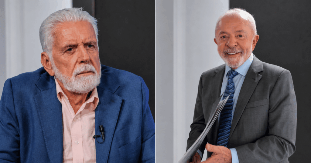 Montagem com dois homens de cabelos brancos usando terno em uma composição lado a lado, com fundo corporativo harmonizado e iluminação profissional.