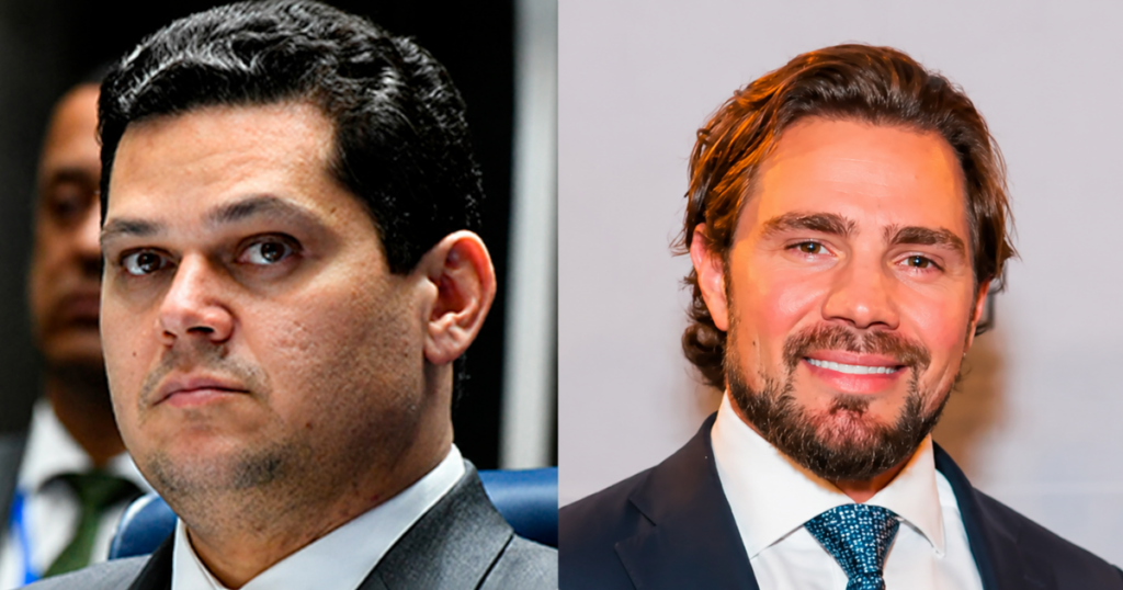 Montagem com Davi Alcolumbre, presidente do Senado, e Daniel Vorcaro, fundador do Banco Master, citados em reportagem sobre proposta de delação premiada rejeitada pela Polícia Federal.