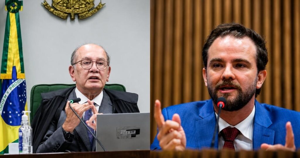 Gilmar Mendes e Dario Durigan em montagem sobre disputa entre governo e Congresso por pautas-bomba com impacto fiscal superior a R$ 200 bilhões.
