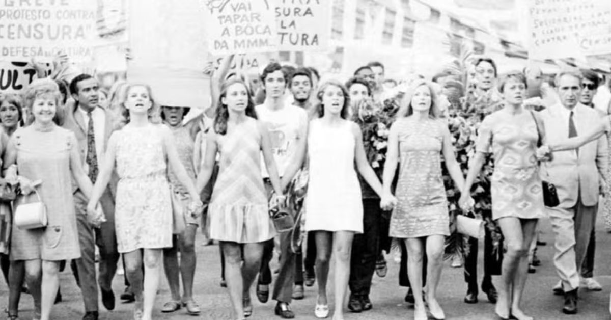 Leila Diniz e atrizes brasileiras em protesto contra a censura no regime militar