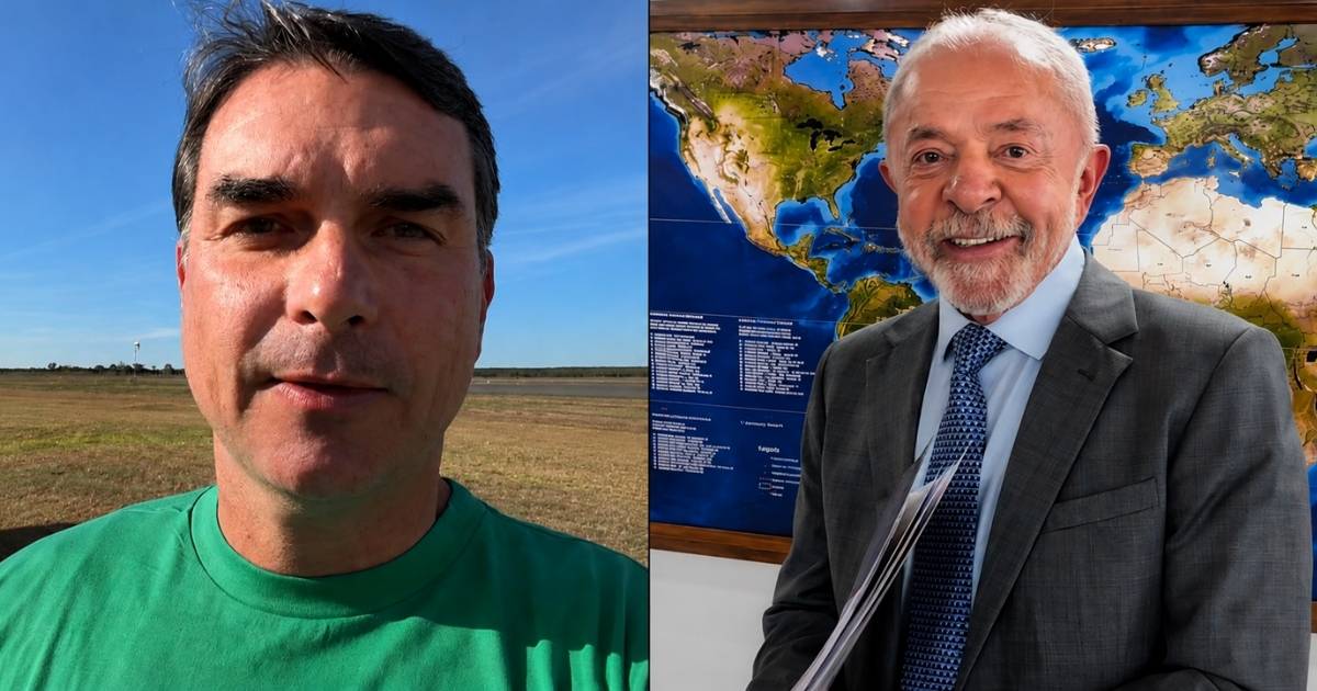 Lula e Flávio Bolsonaro em montagem após pesquisa Quaest mostrar melhora da aprovação do governo e ampliação da vantagem do presidente para as eleições de 2026.