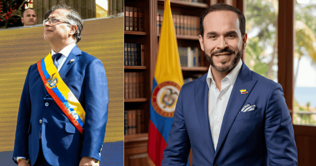 Abelardo de la Espriella e Gustavo Petro durante a crise política na transição presidencial da Colômbia.