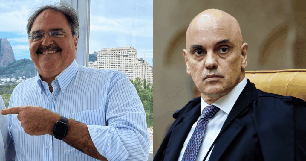Montagem com o ministro Alexandre de Moraes e o empresário Marcelo Conde, que pediu o afastamento do magistrado da relatoria de processo no Supremo Tribunal Federal (STF).