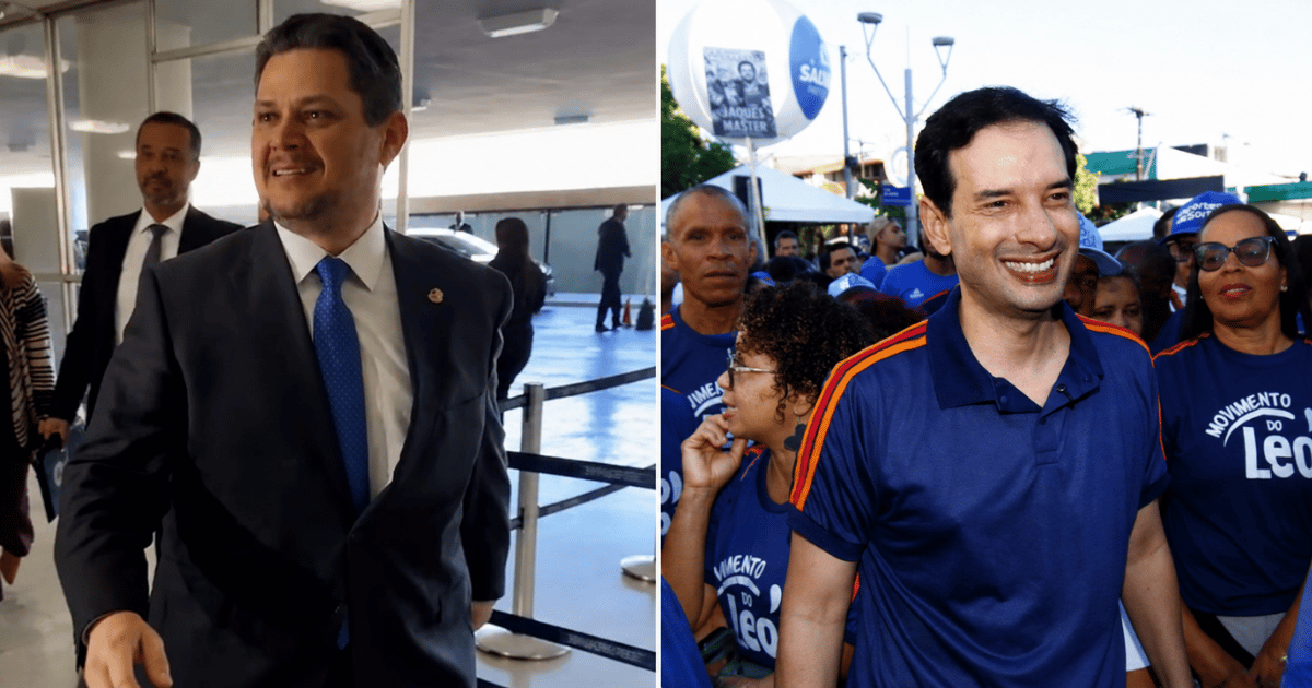 Montagem com Davi Alcolumbre e o deputado Leo Prates, cuja licença adiou a votação da regulamentação da PEC do fim da escala 6x1 e reduziu a pressão política sobre o Senado.