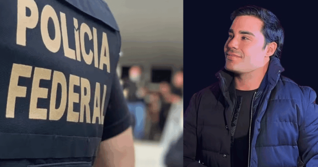 Montagem com agentes da Polícia Federal e o publicitário Thiago Miranda, alvo da 10ª fase da Operação Compliance Zero.