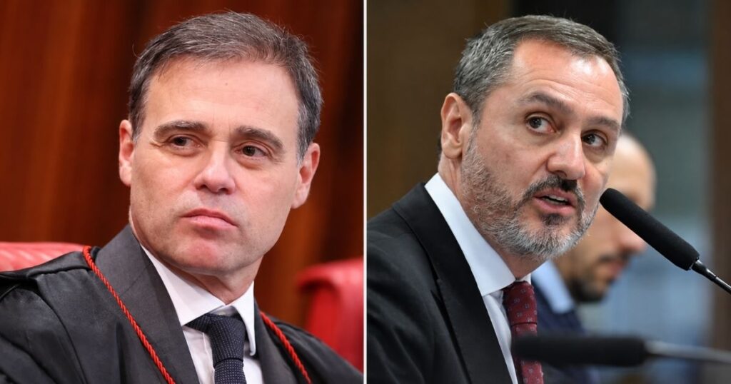 André Mendonça e Andrei Rodrigues em montagem sobre o afastamento do diretor-geral da Polícia Federal