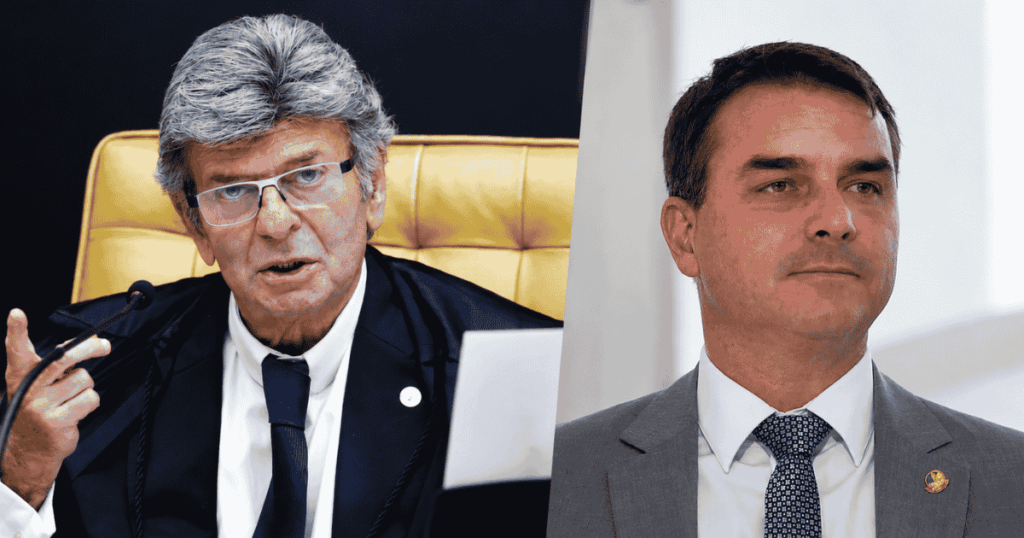 Montagem com Luiz Fux e Flávio Bolsonaro em matéria sobre posts relacionados a Nossa Senhora Aparecida.