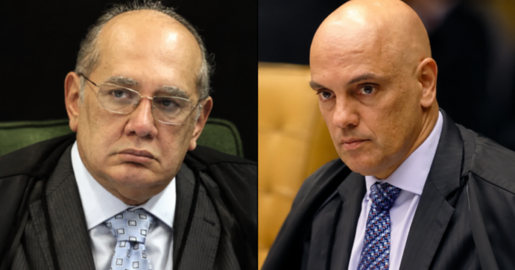 Gilmar Mendes e Alexandre de Moraes, ministros do STF, em montagem de fotos
