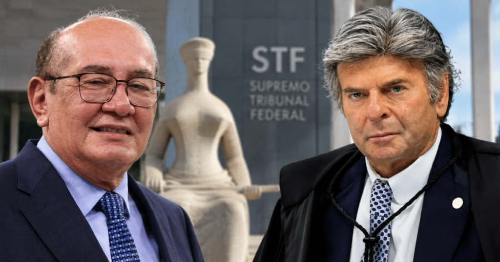 Gilmar Mendes e Luiz Fux em montagem sobre sessão da Segunda Turma do STF