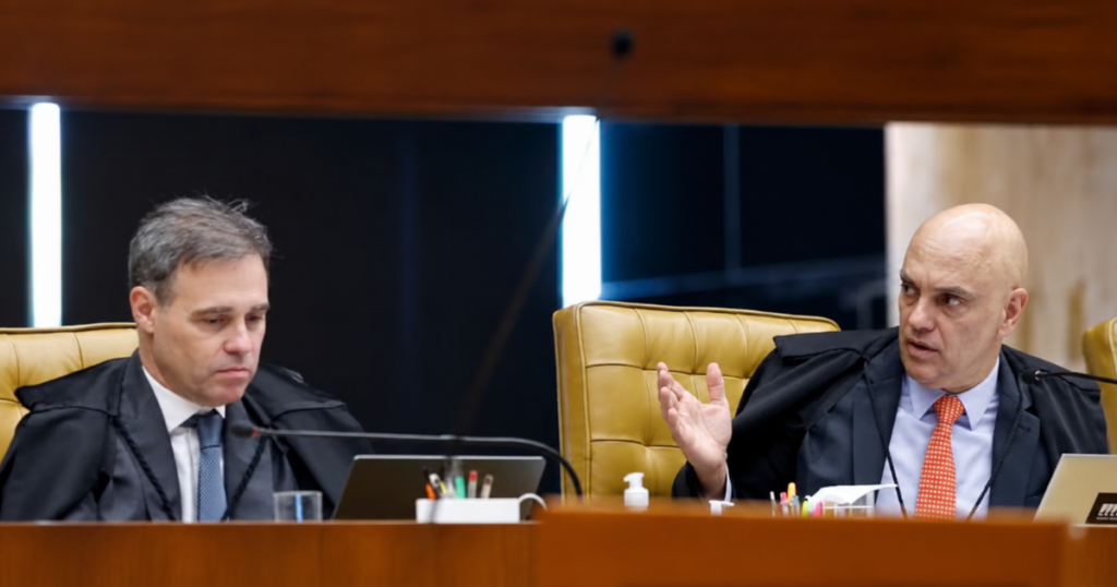 Alexandre de Moraes e André Mendonça durante sessão do STF marcada por bate-boca sobre testemunhas