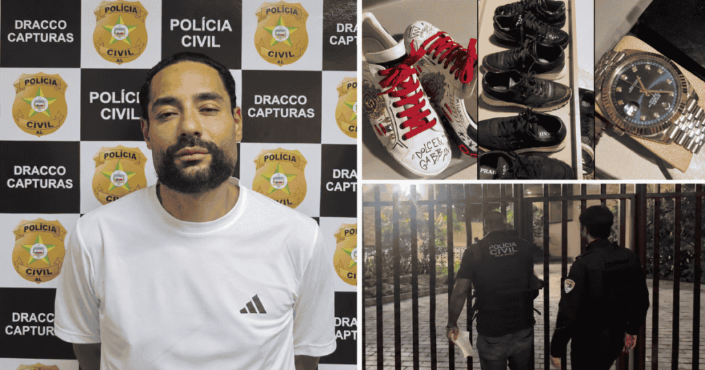 Laércio Isidoro, apontado como fornecedor do Comando Vermelho, aparece em montagem com itens de luxo e ação da Polícia Civil.