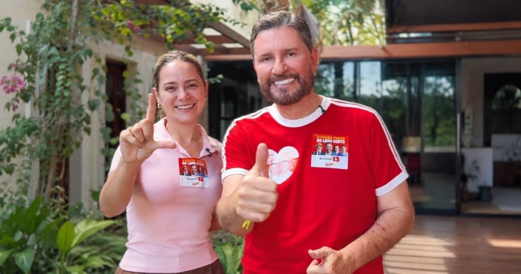Romeu Aldigueri e Tainah Marinho durante campanha eleitoral no Ceará em 2026